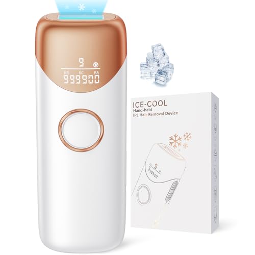 31KL8BL1uvL Laser Hair Removal Ubroo IPL Hair Removal Device with 5℃ Ice Cooling, 3 In 1 Painless Hair Removal For Women Men Permanent Face Body Beauty Care (Gold)