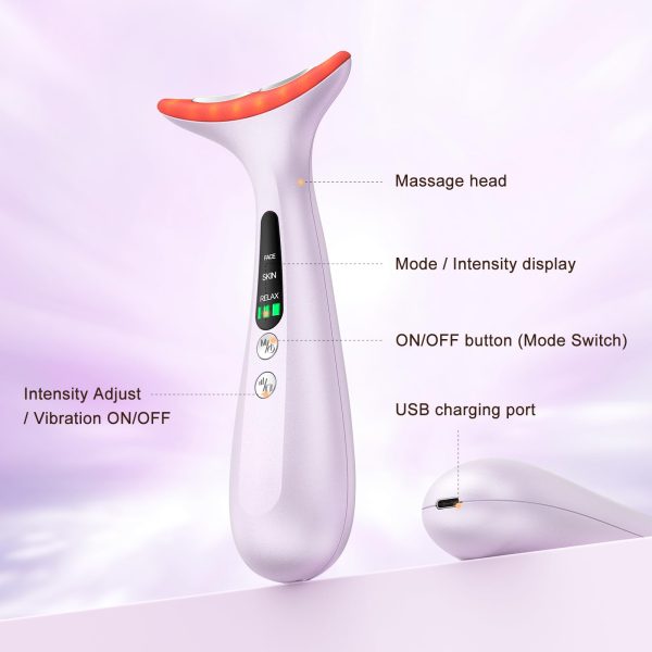 617CEH-4f-L Facial and Neck Massager for Face, Neck - Skin Lifting & Firming - Wrinkle & Dark Circle Reducer - at Home Skin Care Face Sculpting Tool and Neck Massager-Sugar Pink
