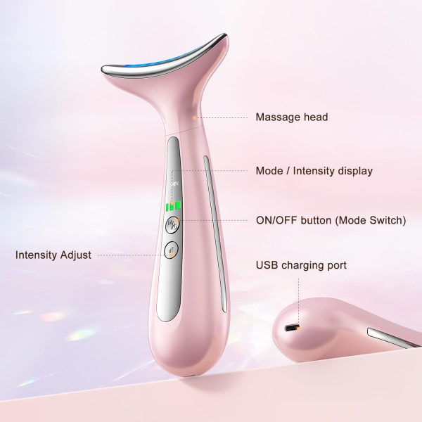 617YBjF13uL Facial and Neck Massager for Face, Neck - Skin Lifting & Firming - Wrinkle & Dark Circle Reducer - at Home Skin Care Face Sculpting Tool and Neck Massager-Sugar Pink
