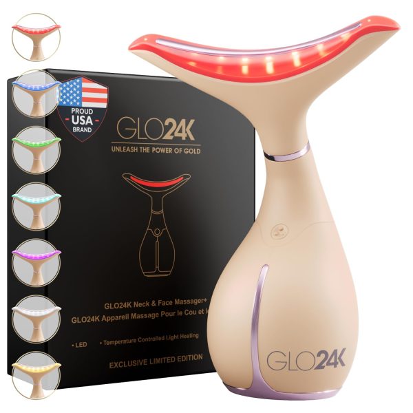 61NaCc5wezL GLO24K Red Light Face & Neck Beauty Device – 3-in-1 Facial Massager Tool with LED & Vibration for Skin Revitalization and Neck Firming