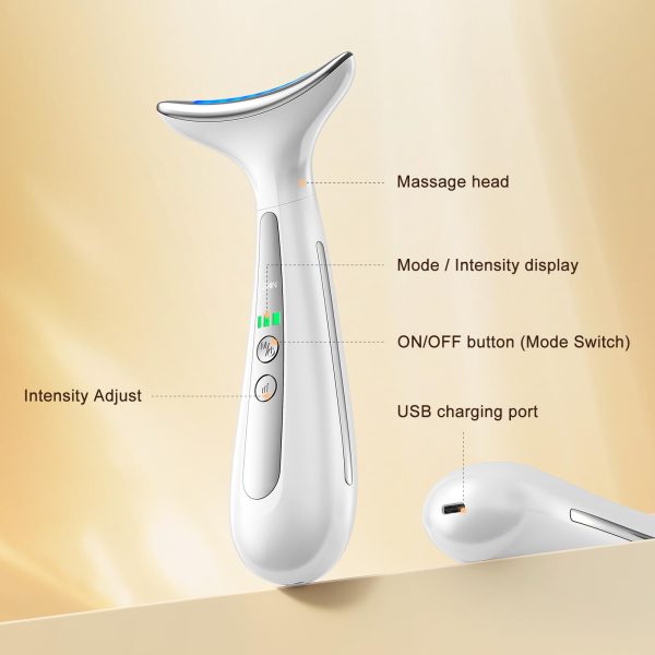 61O9HOuW8rL Facial and Neck Massager for Face, Neck - Skin Lifting & Firming - Wrinkle & Dark Circle Reducer - at Home Skin Care Face Sculpting Tool and Neck Massager-Sugar Pink