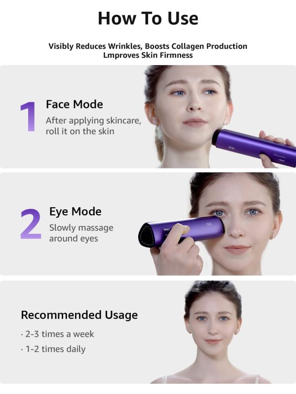 Skin Tightening Face Machine, Facial Massager Light Therapy for Face, 3 in 1 Microcurrent Facial Device Home Use Anti-Aging Device, 5 Level for Facial Firming, Wrinkle, Lifting, Toning, Glow Boost