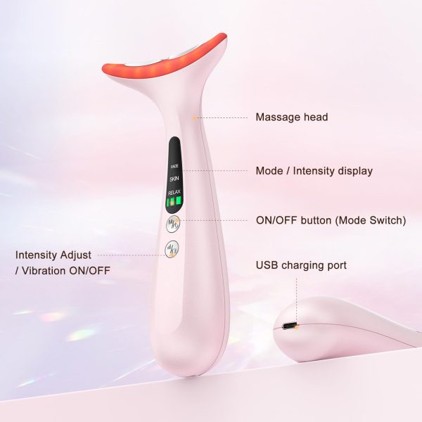 61Uifk0AtDL Facial and Neck Massager for Face, Neck - Skin Lifting & Firming - Wrinkle & Dark Circle Reducer - at Home Skin Care Face Sculpting Tool and Neck Massager-Sugar Pink