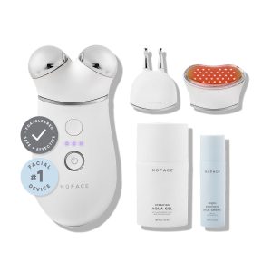 61hPehNixmL NuFACE TRINITY+ Microcurrent Facial Device + LED Red Light Wrinkle Reducer Attachment - FDA Cleared Skin Tightening Device + Microcurrent Gel Activator & Silk Creme