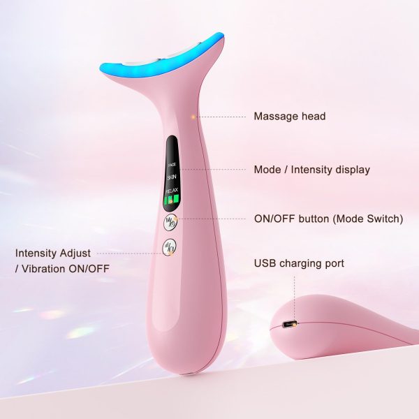 61jTChz2bYDL Facial and Neck Massager for Face, Neck - Skin Lifting & Firming - Wrinkle & Dark Circle Reducer - at Home Skin Care Face Sculpting Tool and Neck Massager-Sugar Pink