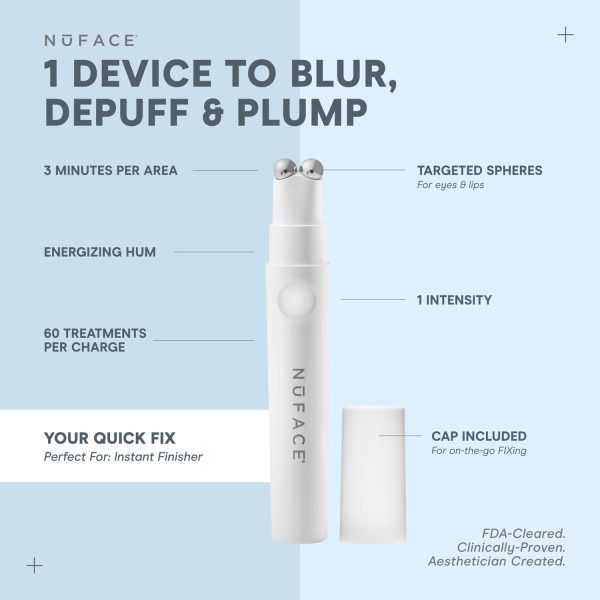 NuFACE FIX MicroWand Microcurrent Facial Device, FDA Cleared - Eyes, Lips & Lines Treatment with Serum Activator - Lip Plumper, Eye Depuffing Wand, Wrinkle & Smile Line Reducer, 3 On-The-Go Modes