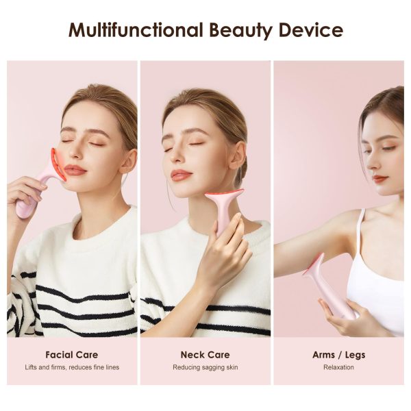 712h1TxmiDL Facial and Neck Massager for Face, Neck - Skin Lifting & Firming - Wrinkle & Dark Circle Reducer - at Home Skin Care Face Sculpting Tool and Neck Massager-Sugar Pink