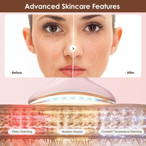 713YbJiNUkL Facial and Neck Massager for Face, Neck - Skin Lifting & Firming - Wrinkle & Dark Circle Reducer - at Home Skin Care Face Sculpting Tool and Neck Massager-Sugar Pink