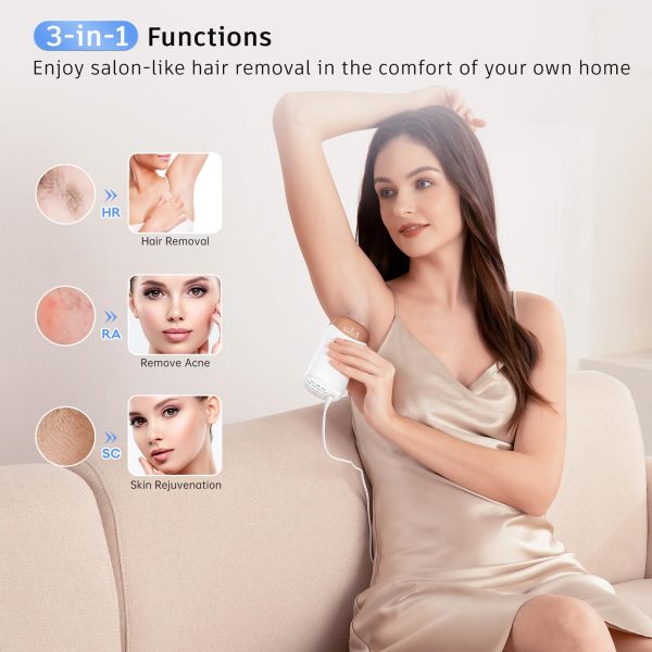 715TrCJPhRL Laser Hair Removal Ubroo IPL Hair Removal Device with 5℃ Ice Cooling, 3 In 1 Painless Hair Removal For Women Men Permanent Face Body Beauty Care (Gold)