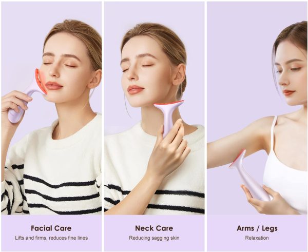 71672cgk2brL Facial and Neck Massager for Face, Neck - Skin Lifting & Firming - Wrinkle & Dark Circle Reducer - at Home Skin Care Face Sculpting Tool and Neck Massager-Sugar Pink