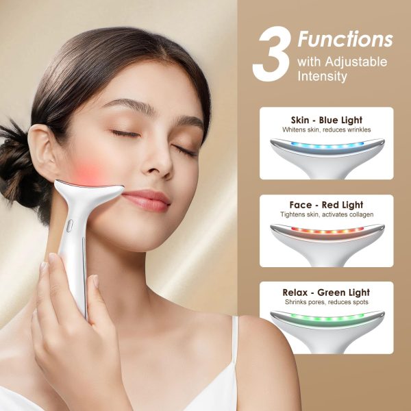 718JZzRFqKL Facial and Neck Massager for Face, Neck - Skin Lifting & Firming - Wrinkle & Dark Circle Reducer - at Home Skin Care Face Sculpting Tool and Neck Massager-Sugar Pink