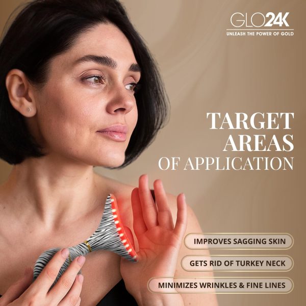 71D9qW8N7BL GLO24K Red Light Face & Neck Beauty Device – 3-in-1 Facial Massager Tool with LED & Vibration for Skin Revitalization and Neck Firming