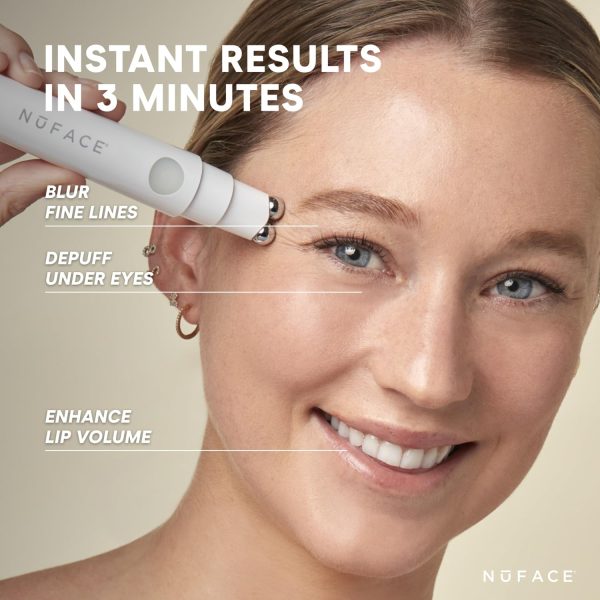 NuFACE FIX MicroWand Microcurrent Facial Device, FDA Cleared - Eyes, Lips & Lines Treatment with Serum Activator - Lip Plumper, Eye Depuffing Wand, Wrinkle & Smile Line Reducer, 3 On-The-Go Modes