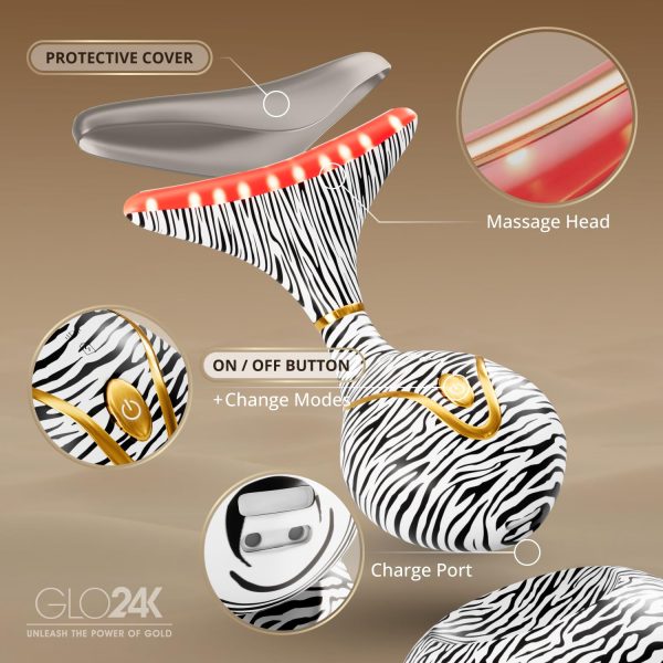 71JIClaNcrL GLO24K Red Light Face & Neck Beauty Device – 3-in-1 Facial Massager Tool with LED & Vibration for Skin Revitalization and Neck Firming