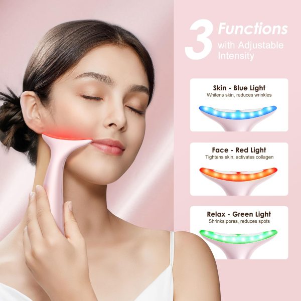 71Pm1xCnslL Facial and Neck Massager for Face, Neck - Skin Lifting & Firming - Wrinkle & Dark Circle Reducer - at Home Skin Care Face Sculpting Tool and Neck Massager-Sugar Pink