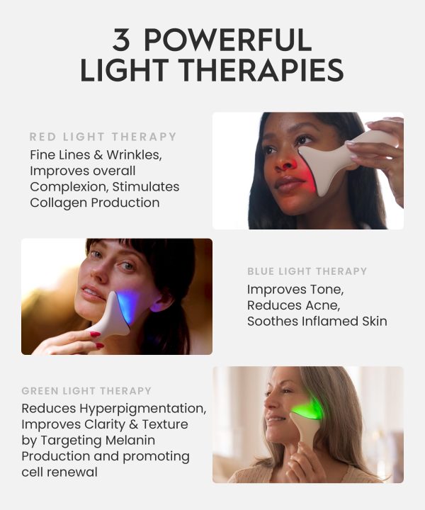 71Wtp4psZaL Genie | 3-in-1 Face & Neck Beauty Massager with Heat, 3 Light Therapies, Smart Vibration | Red Light, Blue Light, Green Light Therapy for Wrinkles, Hyperpigmentation, Acne & More - Beige