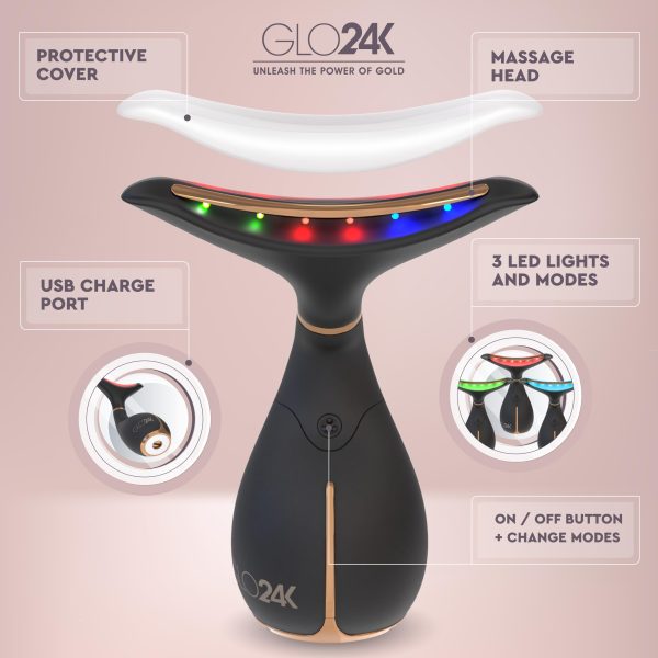 71cAnMuSsfL GLO24K Red Light Face & Neck Beauty Device – 3-in-1 Facial Massager Tool with LED & Vibration for Skin Revitalization and Neck Firming