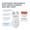 NuFACE TRINITY+ Microcurrent Facial Device + LED Red Light Wrinkle Reducer Attachment - FDA Cleared Skin Tightening Device + Microcurrent Gel Activator & Silk Creme
