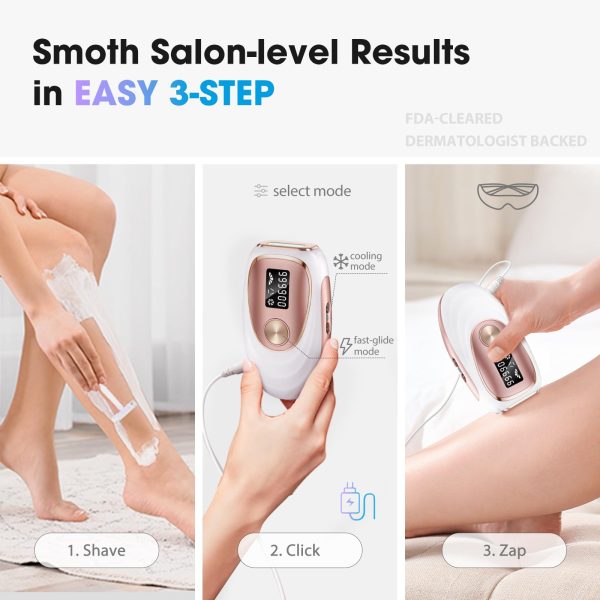 71dObt7Um7L IPL Laser Hair Removal Device for Women & Men - Home 45°F Ice-Cooling Contact for Painless & Long-Lasting Results, 86% Hair Reduction in 3 Weeks for Full Body & Bikini Line, Rose Gold