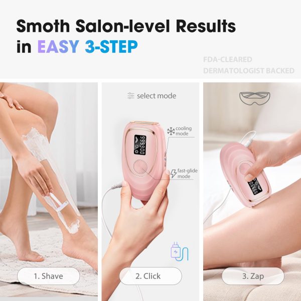 71fPmXlGGSL IPL Laser Hair Removal Device for Women & Men - Home 45°F Ice-Cooling Contact for Painless & Long-Lasting Results, 86% Hair Reduction in 3 Weeks for Full Body & Bikini Line, Rose Gold
