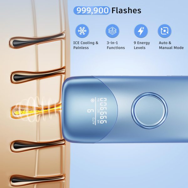 71k7c9mcAlL Laser Hair Removal Ubroo IPL Hair Removal Device with 5℃ Ice Cooling, 3 In 1 Painless Hair Removal For Women Men Permanent Face Body Beauty Care (Gold)