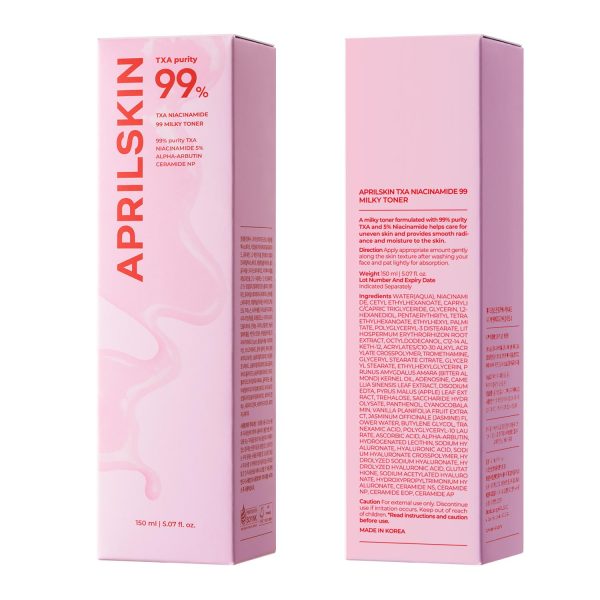 71kazl5xpgL APRILSKIN TXA+Niacinamide 99 Pink Milky Toner | 99% High-Purity TXA 3%+ Niacinamide 5% for Brightening | Highly Concentrated Cream Toner | Deep Moisturizing Formula for Dull Skin | 5.07 fl.oz.