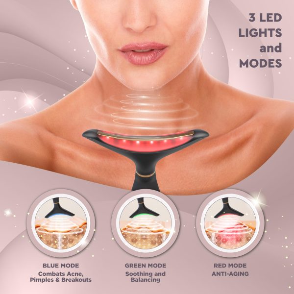 81-zAOvnnUL GLO24K Red Light Face & Neck Beauty Device – 3-in-1 Facial Massager Tool with LED & Vibration for Skin Revitalization and Neck Firming