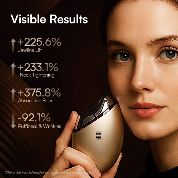 INIA 7-in-1 Red Light Therapy for Face and Neck Gua Sha Facial Massager Tool Device with Thermal and Cryo Mode for Puffiness & Firming Skincare Tool