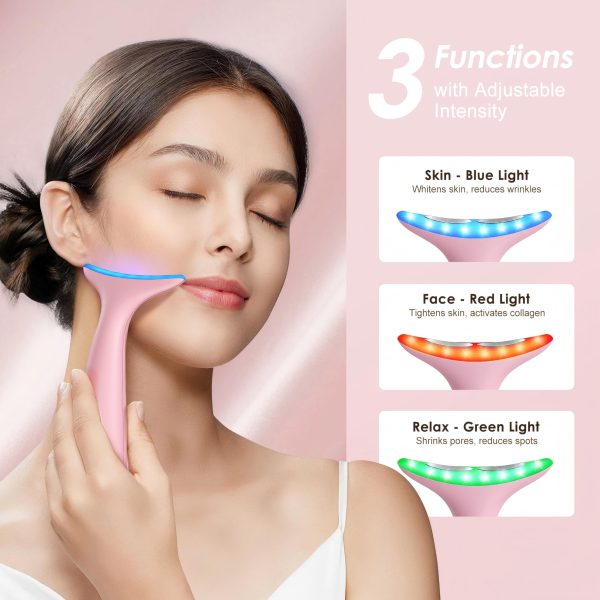 81GSA2wrLXL Facial and Neck Massager for Face, Neck - Skin Lifting & Firming - Wrinkle & Dark Circle Reducer - at Home Skin Care Face Sculpting Tool and Neck Massager-Sugar Pink