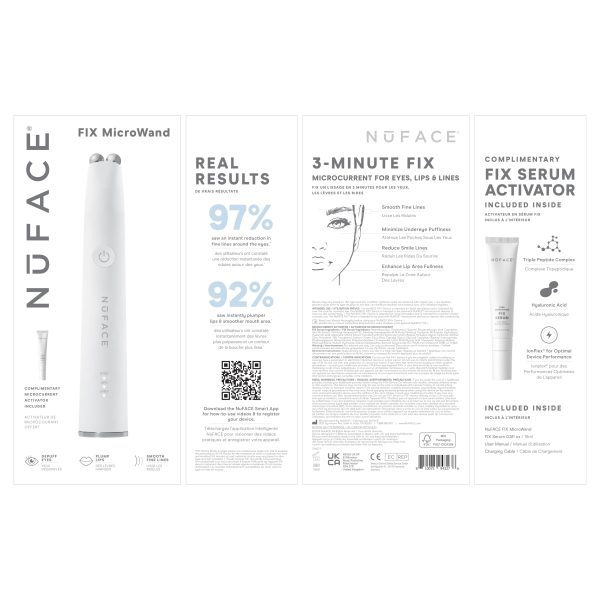 NuFACE FIX MicroWand Microcurrent Facial Device, FDA Cleared - Eyes, Lips & Lines Treatment with Serum Activator - Lip Plumper, Eye Depuffing Wand, Wrinkle & Smile Line Reducer, 3 On-The-Go Modes